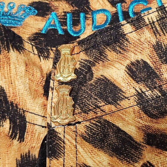 Christian Audigier Graphical Animal Print Beaded Men's Shorts Size 36 - Picture 9 of 13